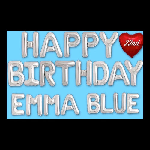 Personalized Birthday in Silver Balloons