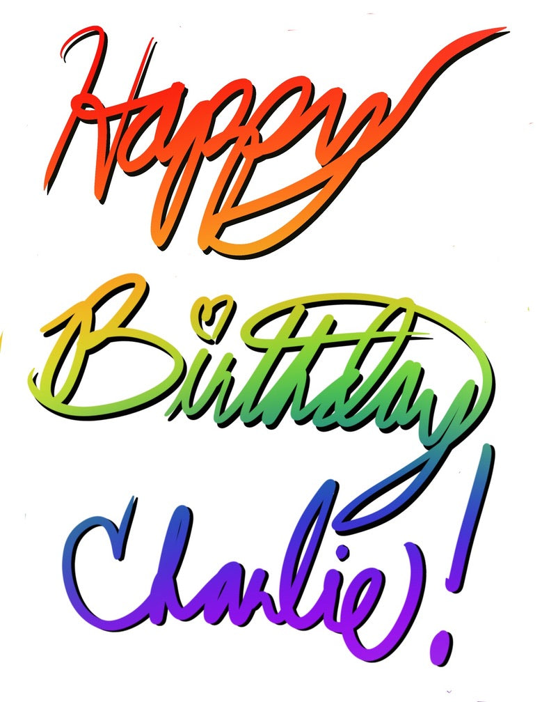 Rainbow Cursive Birthday Card