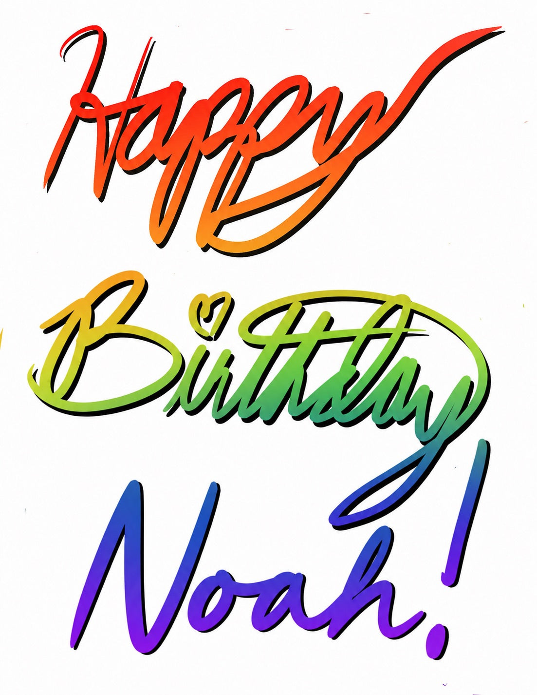 Rainbow Cursive Birthday Card