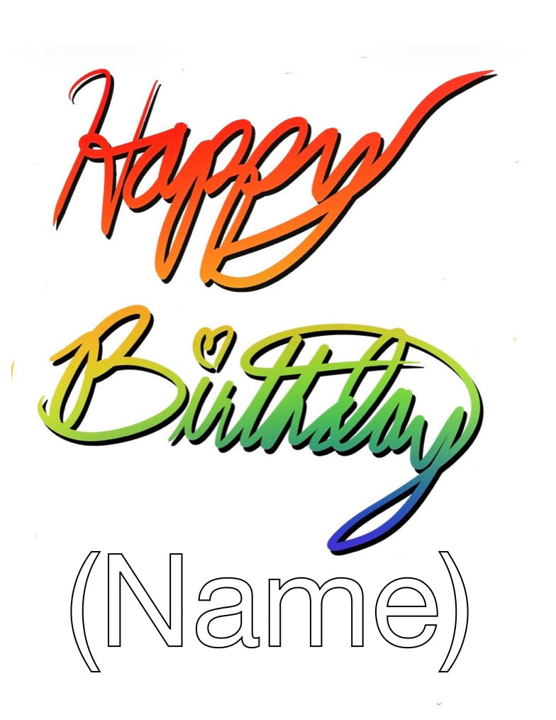 Rainbow Cursive Birthday Card